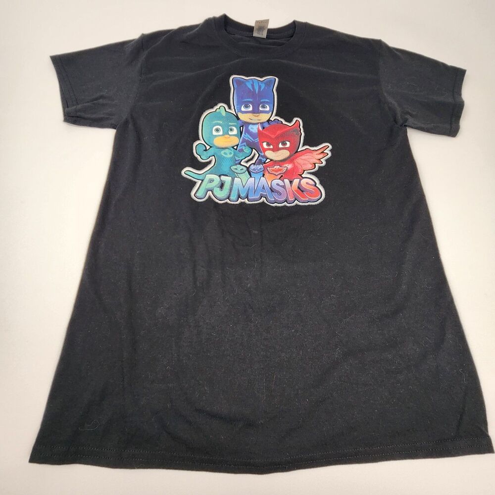 PJ Masks Catboy Owlette Gekko Graphic T-Shirt Men's Medium Black Gildan